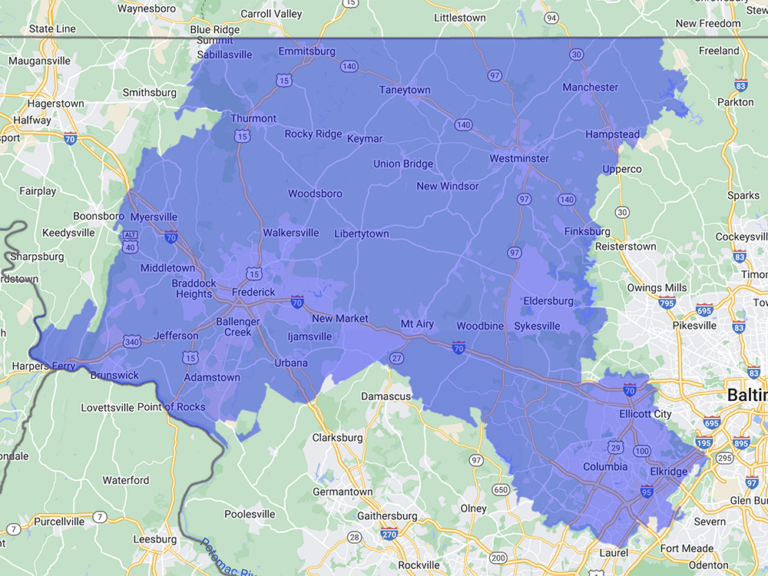 Howard Frederick and Carroll County map