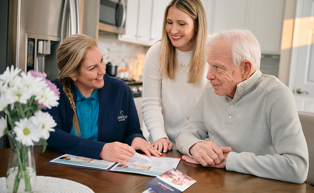 Daughter, Senior Father and Home office staff for senior care services