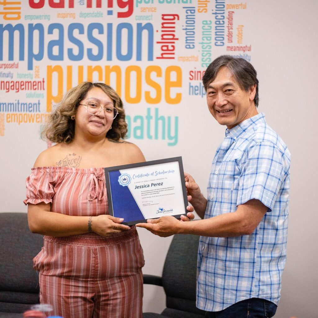 Scholarship Winner with office owner, George McGuire