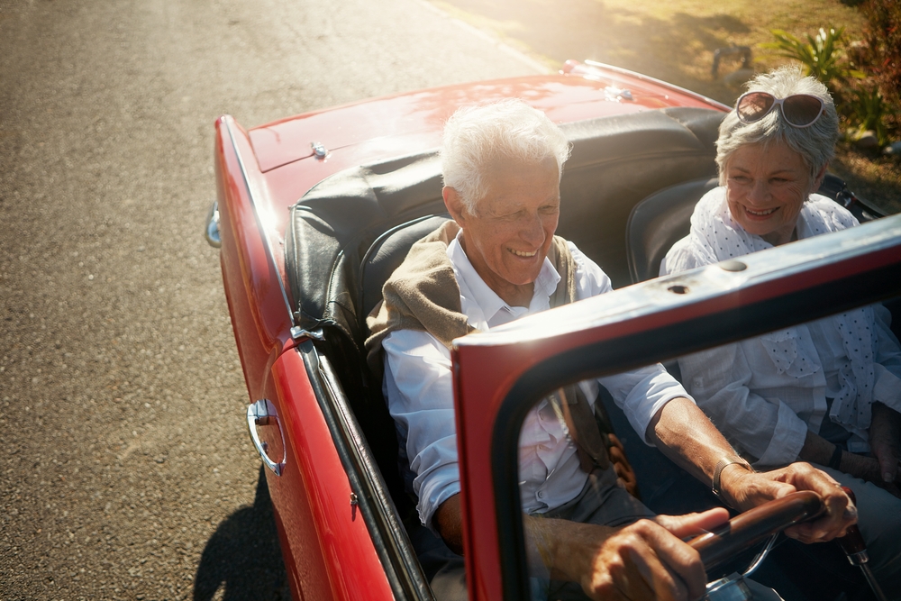 elderly person driving